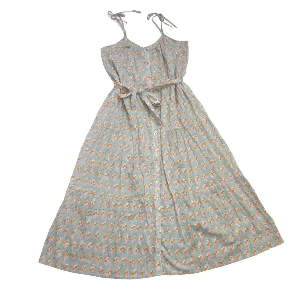 NWT Emerson Fry India Collection Harper Maxi in Green Blockprint Sundress XS/S
